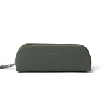 Bellblock Classy Pencil Pouch | Multi-Use Travel Organizer Pouch for Stationery/Cosmetic/Makeup Brushes | Premium Pencil Case for School, Office | Vegan Leather (Dark Green)