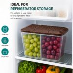 MAGIC SPOON Multipurpose 2 Section Storage Container with Measuring Spoons | Spice Box, Pickle Jar, Fridge Organizer, Dry Fruit, Vegetable & Kitchen Storage Container- 2000ml X Pack 2 (BROWN) - Image 5