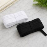 MDN 05 Meter White & 05 Meter Black Polyester Elastic for Sewing, Stitching, Tailoring, Elastic Pants Waist & DIY Craft (Woven Elastic Cord, 12MM)