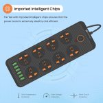 Portronics Power Plate 7 with 6 USB Port + 8 Power Sockets Smart Electric Universal Extension Board Multi Plug with 2500W, 2Mtr Cord Length, 2.1A USB Output(Black) - Image 5