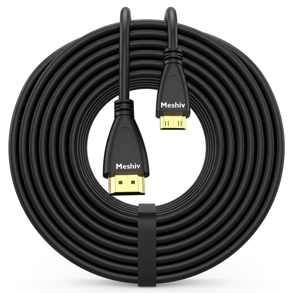 61imAEEHSHL._SL1024_.jpg Mini HDMI To HDMI Cable (3 Meter) High Speed (NOT MICRO USB/MICRO HDMI) | Male To Male | Compatible For Monitor, Tablet, Laptop, Television (Black) - Image 1