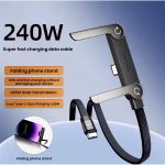 240W USB C to USB C Fast Charging Cable 1.5M with Foldable Adjustable Phone Stand, Multi-Angle Type C Charger Cord for Smartphones, Tablets & Laptops, High-Speed Data Transfer Charging Cable - Image 3