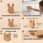 Kids Wooden Cabinet Knob Natural Beech Wood Drawer Pull Handle Furniture Knob for Kids Room, Nursery Wardrobe Dresser Drawer & Cabinet Door Decorative Wooden Handle (Single Piece) (Rabbit Shape) - Image 5