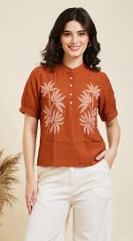 Women's Cotton Blend Embroidered Western Top | Trendy Embroidery Top for Women & Girls - Image 6