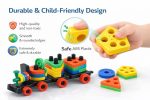Brand Conquer Toy for Toddlers | Pull Along Shape Sorting & Stacking Puzzle with Hammer | Geometric Blocks Educational Toy | Montessori Early Development Gift for Boys (3-in-1 Learning Train) - Image 7