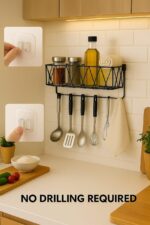 CentraLit Stylish Metal Key Holder with Mobile Stand for Home Decor | Wall Mount Organiser with Shelf & Hooks | Modern Entryway Organizer for Keys, Mail 5 Hook Key Holder for Wall - Image 5