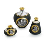 ExclusiveLane Terracotta Pots Flower Vases for Living Room Terracotta Decorative for Home & Decorative Vase for Home Decor (13.4 cm x 13.4 cm x 14.9 cm, Jet Black, Golden & White) - Image 2