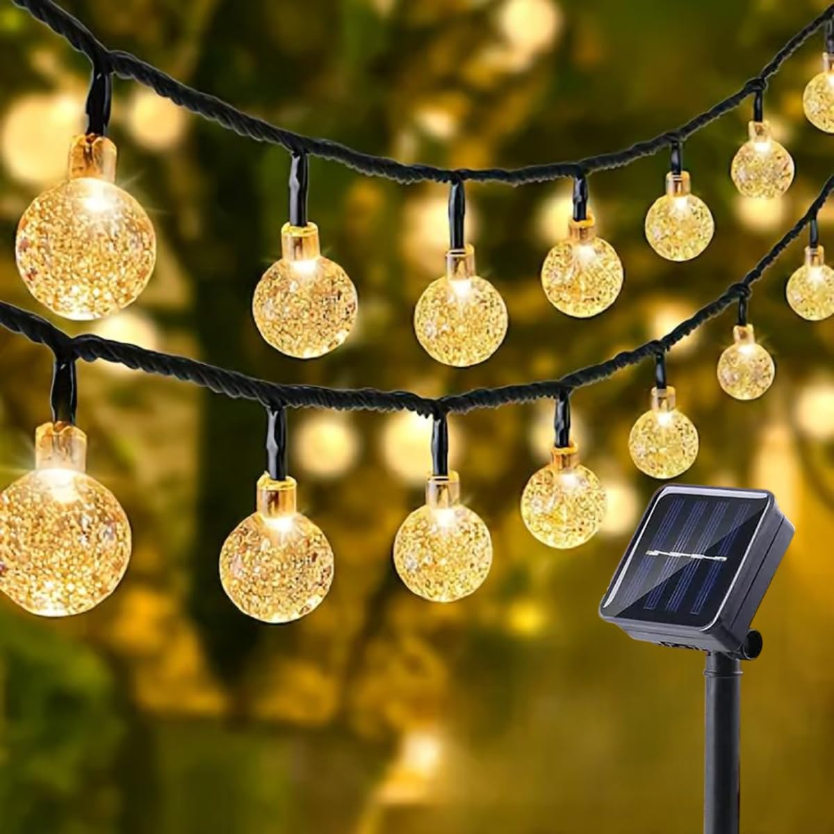 61k1e2bPdSL._SL1200_.jpg XERGY 30Led'S Crystal Globe Solar String Lights Outdoor, Waterproof Solar Outdoor Lights with 8 Lighting Modes, Solar Globe Lights for Garden Tree Patio Party Christmas (Warm White), 6.35 Meter - Image 1