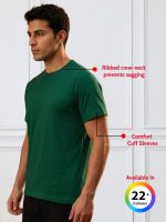 Lux Cozi Men's Cotton Solid Round Neck Regular Fit Half Sleeve T-Shirt | Tshirt for Men | Plain-Regular Fit - Image 4