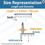Homdum Hard Steel Concrete Nails 1 1/2" inch (38 mm) Pack of 100 Pieces (1 1/2") - Image 3
