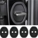 IXORACART Silicone Car Door Latch Protector Covers Pack of 4 – Universal Waterproof Car Door Lock Buckle Guard, Anti Rust Silent Shock Absorbing Door Striker Covers, Noise Reduction Automotive Door Protection Accessories (Black)
