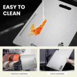 OrganizeMee Stainless Steel Chopping Board Large for Kitchen - Premium Cutting Board Vegetable and Fruit Cutter Chopper, Heavy-Duty Metal Chopping Board, Big Size Pad (36 cm X 25 cm) - Image 7