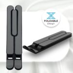 Adjustable Aluminum Laptop Stand | Foldable Ergonomic Laptop Riser | Portable Holder | 6 Angle Height Adjustment | Anti Slip Silicone Pads | Fits Up to 17 Inch Laptops | Black | Laptop - Image 4