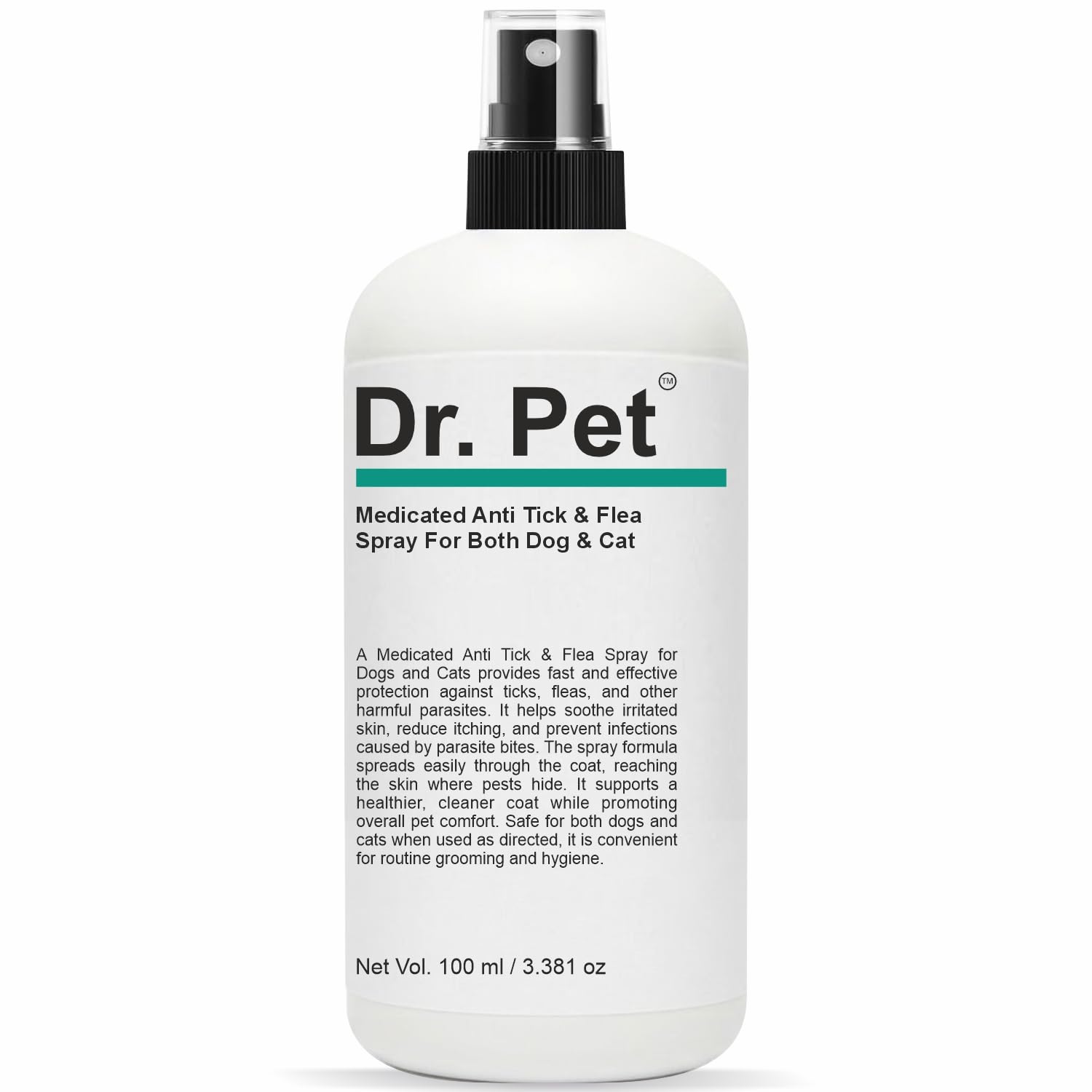 61kzu0Z1rIL._SL1500_.jpg Dr. Pet Medicated Anti Tick & Flea, Flea Egg Spray for Both Dogs & Cats | 3× Fast-Acting, Long-Lasting, Guaranteed Results | Treatment, Preventive, Ectoparasites Killer and Repellent Spray | 100 ml - Image 1