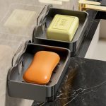 Self-Adhesive Bathroom Soap Holder with Drainage Tray | Wall Mounted Soap & Sponge Holder | No-Drill Soap Dish Organizer | Quick Drain Soap Storage Rack for Bathroom, Kitchen & Wash Basin - Image 2
