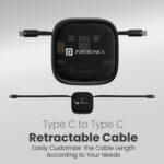 Portronics Snapcase 2 60W Multifunctional Fast Charging Data Cable Kit With Retractable Cable, Conversion Set USB A & Type C to Male Micro/Lightning,Sim Storage,Sim Eject Pin - Image 7
