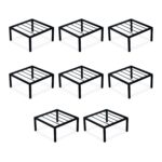 BonKaso Square (Pack of 8) Metal Plant Stand for Balcony & Garden (25.4x 25.4 x 12.7 cm) | Flower Pot Holder for Indoor & Outdoor Use | Decorative Planter Stand for Living Room & Home Decor- Black