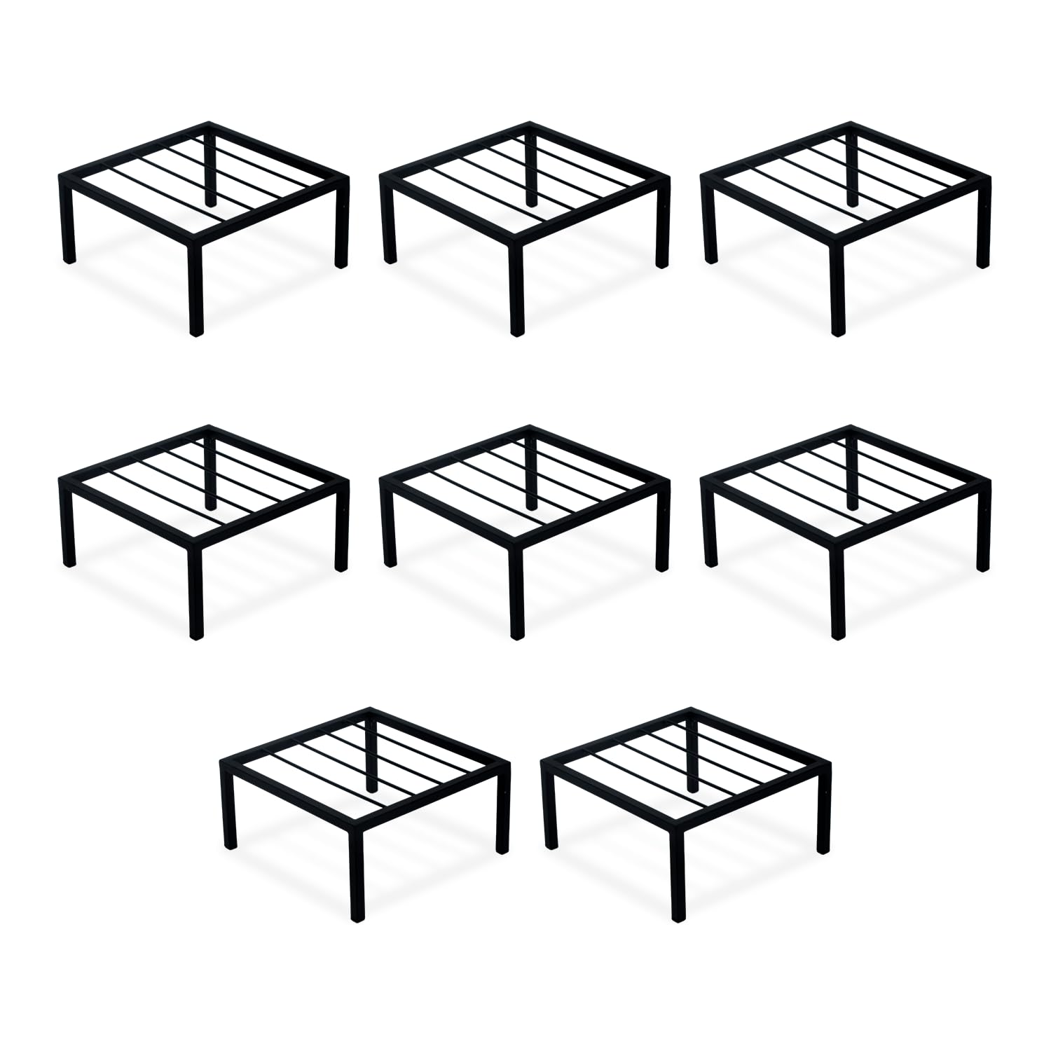 61lGC4v0m1L._SL1500_.jpg BonKaso Square (Pack of 8) Metal Plant Stand for Balcony & Garden (25.4x 25.4 x 12.7 cm) | Flower Pot Holder for Indoor & Outdoor Use | Decorative Planter Stand for Living Room & Home Decor- Black - Image 1