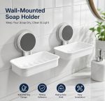 Self-Adhesive Soap Holder for Bathroom & Shower | No-Drill Wall Mount Soap Dish | Portable Soap Case for Kitchen Sink, Travel, and Camping Accessories (Pack of 1, White & Grey) - Image 5