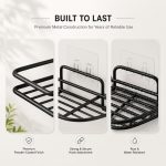 Bathroom Corner Shelf Organiser Without Drill Adhesive, Pack of 2 | Wall-mounted rack for kitchen, washroom & balcony. Quick-drain wire base keeps toiletries dry. Tool-free, damage-free. - Image 3