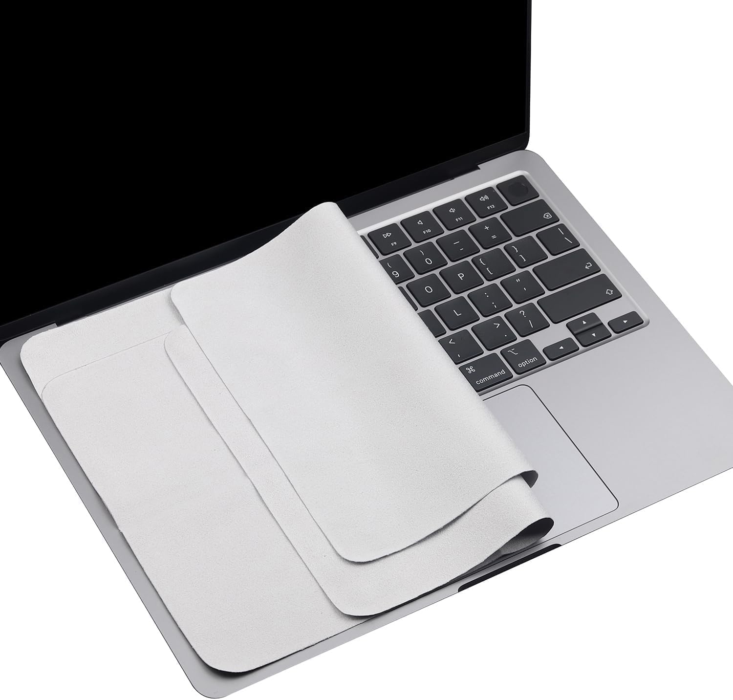 61llu2MUVL._SL1500_.jpg Meyaar Screen Keyboard Imprint Protection Microfiber Liner and Cleaning Cloth, Compatible with MacBook Pro 14", 13" and MacBook Air 13 inch & 15 inch laptops (Pack of 2, for 13"/14"/15" MacBook) - Image 1