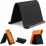 HOUSELY Flexible Silicone Aluminum Phone Stand Foldable Adjustable Mobile Holder Anti Slip Desk Mount Portable Bendable Tablet Support Laptop Stand for Table Travel Office Home - Black