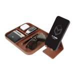 V-CUBE Designs Premium Vegan Leather Executive Set of 6| Multipurpose Personal Desk Organizer| Desk Mat | Valet Tray| Tissue Holder | Pen Holder| Coaster | Mobile Stand for Office Table & Home - Tan - Image 6