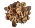 Ekta Enterprise Natural Coconut Shell Wooden Button 2 Holed Buttons for Designer Collection of Ethnic Ware, Sewing, DIY Art and Craft Pack of 100 (Design, Middle Impression) - Image 2