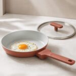 Ember Cookware Arcilla Ceramic Frying Pan 24 cm with Glass Lid | 5-Year Warranty | 75% Less Oil Usage | Lightweight, Non-Toxic Non-Stick Ceramic Frypan | Matching Handle- Gas Compatible | Terracotta - Image 2