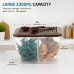 MAGIC SPOON Multipurpose 2 Section Storage Container with Measuring Spoons | Spice Box, Pickle Jar, Fridge Organizer, Dry Fruit, Vegetable & Kitchen Storage Container- 2000ml X Pack 2 (BROWN) - Image 2