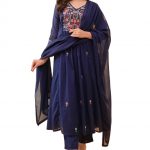 KLOSIA Women Embroidery Solid Anarkali Kurta and Pant Set with Dupatta
