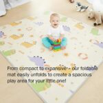 TARKAN Foldable Baby Play Mat with Raised Borders, Double-Sided Design, 140 x 180 cm x 7mm, Dinosaur and Penguin Pattern - Image 2