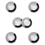 Pack of 6 Acrylic Shiny Finish Silver with Black Enamel and Zircon Buttons Diameter 18 mm,(28L) Sewing and Art and Craft Round Buttons Korean Style Boutique Design - Image 4