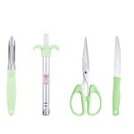 Anjali 4-Piece Kitchen Tool Set – 1 Knife, 1 Peeler, 1 Scissor, 1 Lighter – Ideal for Cooking, Food Prep, Home, and Kitchen Use- Green