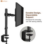 BonKaso Adjustable Single Arm Monitor Stand for Desk | Alloy Steel Durable Mount for 13”-27” Screens | 360° Rotation, Height Adjustable, Cable Management, Space Saving Monitor Arm (Black & White) - Image 5