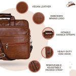 Leather World 15.6 inch Vegan Leather Professional Laptop Messenger Bag MacBook Office Bag Dual Compartment with Expandable Bottom Used Shoulder and Handbag for Men and Women - Image 3