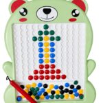 Btop® Creative Magnetic Bead Drawing Board for Kids | Bear Shape Educational Learning Toy with Magnetic Pen & Colorful Beads | Reusable Writing & Pattern Making Board (80 PCS)