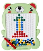 Btop® Creative Magnetic Bead Drawing Board for Kids | Bear Shape Educational Learning Toy with Magnetic Pen & Colorful Beads | Reusable Writing & Pattern Making Board (80 PCS)