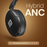 Portronics Muffs M5 Over Ear Hybrid ANC Bluetooth Headphone with Upto 50 Hours Playtime, Quad Mic, Transparency Mode, Gaming/Music Mode, BT V5.3, Adjustable Fit, Type C Fast Charging(Black) - Image 5