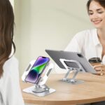 Laptop Stand with 360° Rotating Base, Ergonomic Computer Riser for Desk, Adjutable Height Muti-Angle, Foldable Laptop Mount & Desk Accessories (Silver) - Image 3