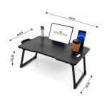 DIVIJA STORE Wood Smart Multipurpose Foldable Laptop Table with Cup Holder, Study Table, Bed Table, Breakfast Table, Foldable and Portable/Ergonomic & Rounded Edges/Non-Slip Legs (Black), 59 cm, 8 cm - Image 3