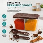 MAGIC SPOON Multipurpose 2 Section Storage Container with Measuring Spoons | Spice Box, Pickle Jar, Fridge Organizer, Dry Fruit, Vegetable & Kitchen Storage Container- 2000ml X Pack 2 (BROWN) - Image 6