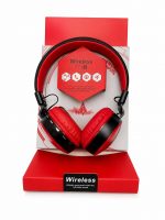 Wireless Bluetooth & Wired Stereo Headphones, Foldable On-Ear Headset with 3.5mm Jack, HD Sound & Soft Ear Cups for Mobile & Laptop (Red and Black Wireless Headphones)