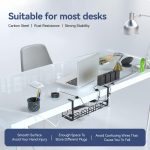 No Drill Under Desk Cable Management Tray, Space-Saving Rack, Sturdy Metal Wire Organizer Basket for Office and Home Standing Desk, 40x13x15cm - Image 2