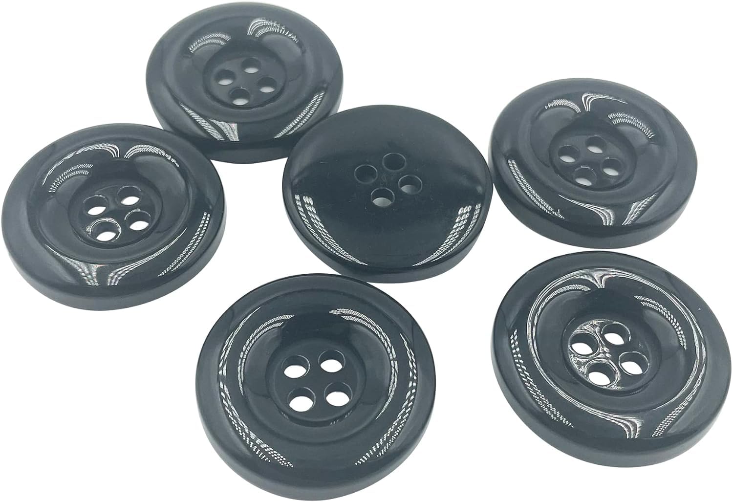 61oi5s14aBL._SL1500_.jpg Pack of Buttons Diameter 25 mm,(1 inch) 4 Holed for Sewing and Art and Craft Round Buttons with 4 Holes (Black, Pack of 20) - Image 1