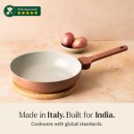 Ember Cookware Arcilla Ceramic Frying Pan 24 cm | 5-Year Warranty | 75% Less Oil Usage | Lightweight, Non-Toxic Non-Stick Ceramic Frypan | Matching Handle- Gas Compatible | ISI Certified | Terracotta - Image 5
