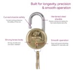 Godrej Locks I Navtal 7 levers 65 mm I 4 Keys I Padlock for Main Door I Gate Lock I Tool Box, Shutters, Shops & Offices I Strong Hardended Corrosion Resistant Shackle I Brass Material & Brass Finish - Image 5