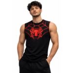 Sleeveless T-Shirt for Men SPI-der Printed Gym Tank Top | Cotton Blend Round Neck Sports Vest for Workout, Running, Fitness, Beach & Casual Wear