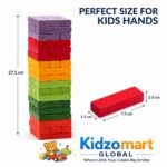 Kidzomart® Colorful Wooden Stacking Tower Game for Kids & Adults - Montessori Tumbling Blocks with Dice - Educational Fun Toy for Family & Party (Color) - Image 2