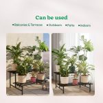 UGAOO Elevate 2-Tier Square Tube Heavy Duty Metal Plant Stand - Black | Iron Pot Stand for Indoor & Outdoor Use | Balcony, Patio, Living Room & Garden Decor - Image 6